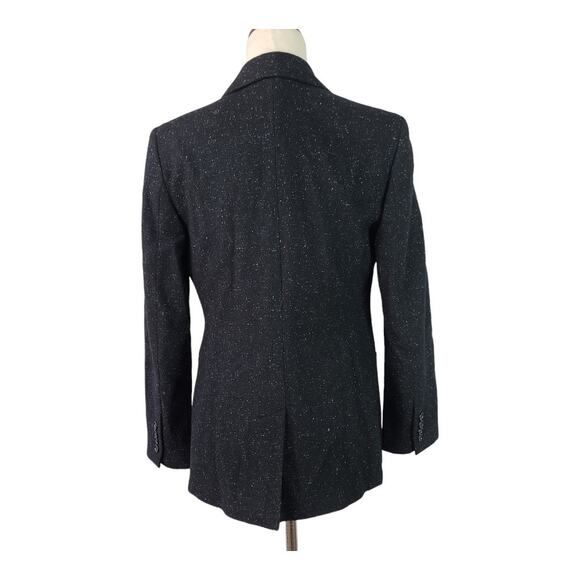Talbots Black White Fleck Wool Silk Blend Blazer Jacket Coat Pockets Size 4 - Picture 3 of 6